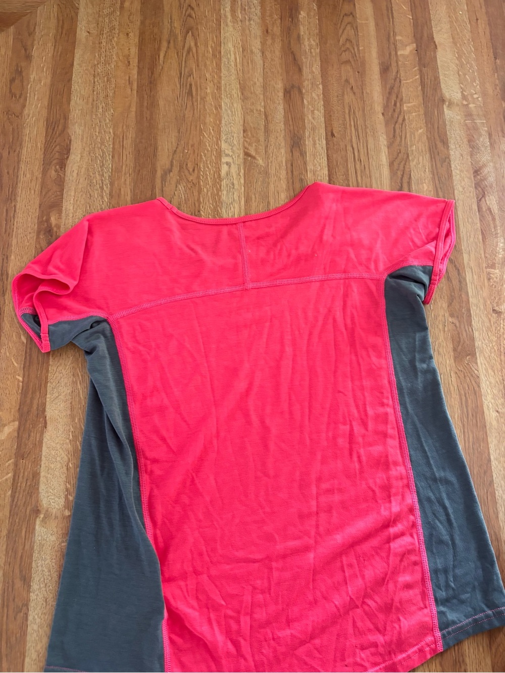 Patagonia Women's Coral Pink Short Sleeve Top with Charcoal Side Panels